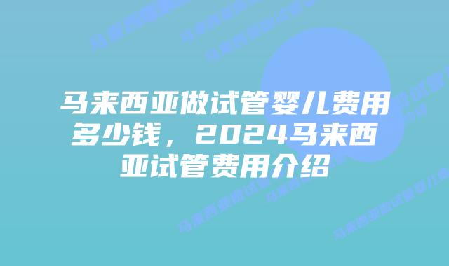 马来西亚做试管婴儿费用多少钱，2024马来西亚试管费用介绍