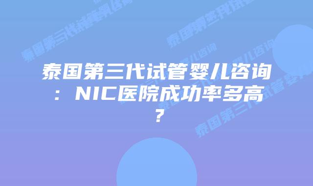 泰国第三代试管婴儿咨询：NIC医院成功率多高？