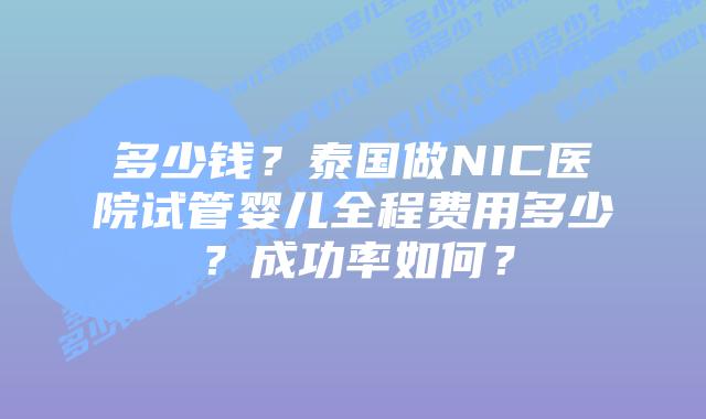 多少钱？泰国做NIC医院试管婴儿全程费用多少？成功率如何？