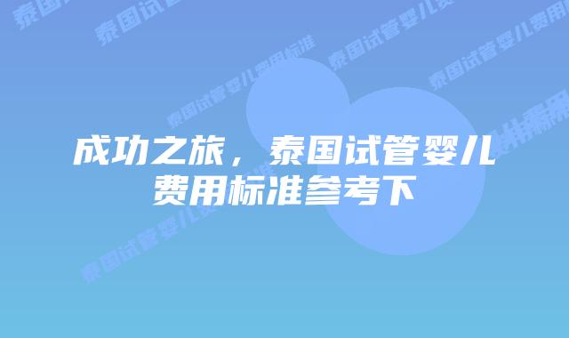 成功之旅，泰国试管婴儿费用标准参考下