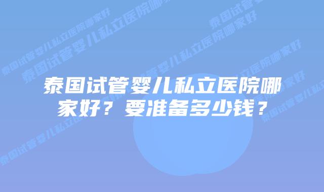 泰国试管婴儿私立医院哪家好？要准备多少钱？