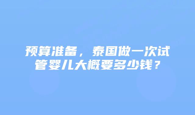 预算准备，泰国做一次试管婴儿大概要多少钱？