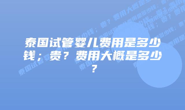 泰国试管婴儿费用是多少钱;贵?费用大概是多少?插图 泰国试管婴儿费用是多少钱;贵?费用大概是多少?