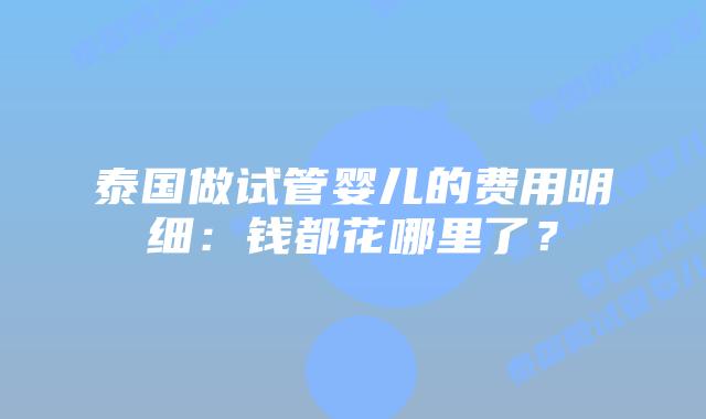 泰国做试管婴儿的费用明细：钱都花哪里了？