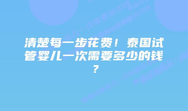 清楚每一步花费！泰国试管婴儿一次需要多少的钱？