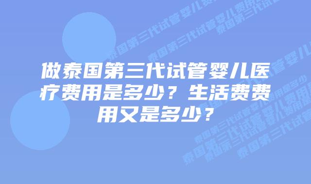 做泰国第三代试管婴儿医疗费用是多少？生活费费用又是多少？