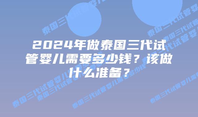 2024年做泰国三代试管婴儿需要多少钱？该做什么准备？