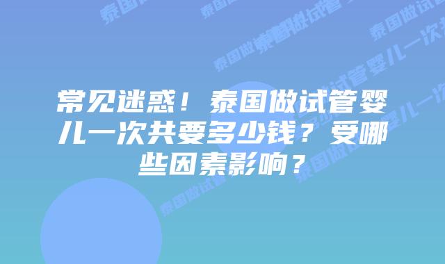常见迷惑！泰国做试管婴儿一次共要多少钱？受哪些因素影响？