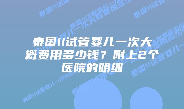 泰国!!试管婴儿一次大概费用多少钱?附上2个医院的明细插图 泰国!!试管婴儿一次大概费用多少钱?附上2个医院的明细