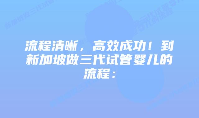 流程清晰，高效成功！到新加坡做三代试管婴儿的流程：