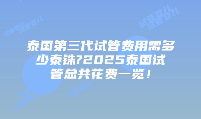 泰国第三代试管费用需多少泰铢?2025泰国试管总共花费一览！