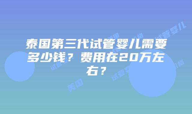 泰国第三代试管婴儿需要多少钱?费用在20万左右?插图 泰国第三代试管婴儿需要多少钱?费用在20万左右?