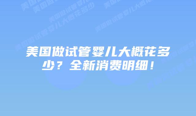 美国做试管婴儿大概花多少？全新消费明细！