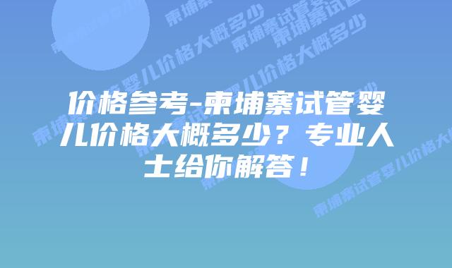 价格参考-柬埔寨试管婴儿价格大概多少？专业人士给你解答！