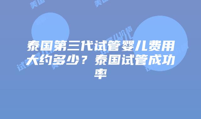 泰国第三代试管婴儿费用大约多少？泰国试管成功率