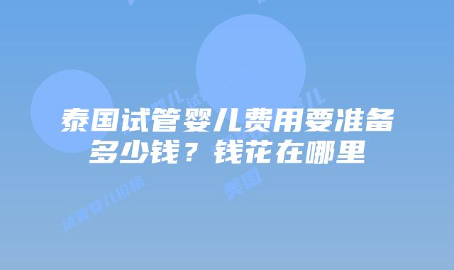 泰国试管婴儿费用要准备多少钱？钱花在哪里