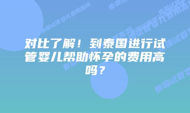 对比了解!到泰国进行试管婴儿帮助怀孕的费用高吗?插图 对比了解!到泰国进行试管婴儿帮助怀孕的费用高吗?
