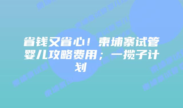 省钱又省心!柬埔寨试管婴儿攻略费用;一揽子计划 插图 省钱又省心!柬埔寨试管婴儿攻略费用;一揽子计划