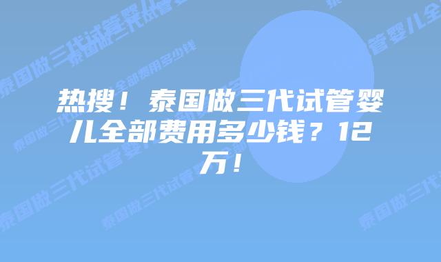 热搜!泰国做三代试管婴儿全部费用多少钱?12万!插图 热搜!泰国做三代试管婴儿全部费用多少钱?12万!