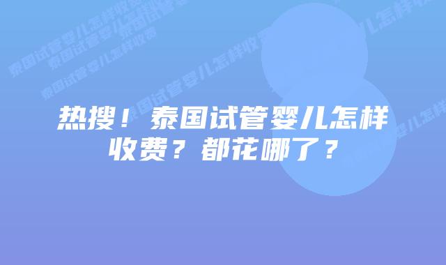 热搜!泰国试管婴儿怎样收费?都花哪了?插图 热搜!泰国试管婴儿怎样收费?都花哪了?