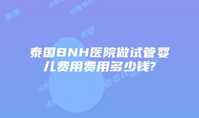 泰国BNH医院做试管婴儿费用费用多少钱?插图 泰国BNH医院做试管婴儿费用费用多少钱?