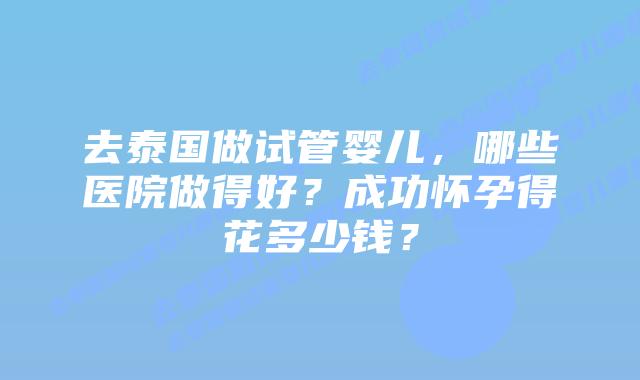 去泰国做试管婴儿，哪些医院做得好？成功怀孕得花多少钱？