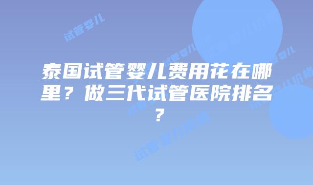 泰国试管婴儿费用花在哪里?做三代试管医院排名?插图 泰国试管婴儿费用花在哪里?做三代试管医院排名?