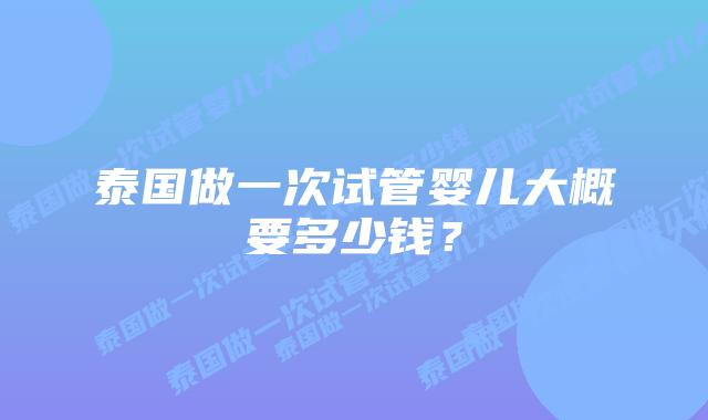 泰国做一次试管婴儿大概要多少钱？