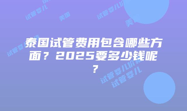 泰国试管费用包含哪些方面？2025要多少钱呢？