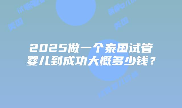 2025做一个泰国试管婴儿到成功大概多少钱?插图 2025做一个泰国试管婴儿到成功大概多少钱?