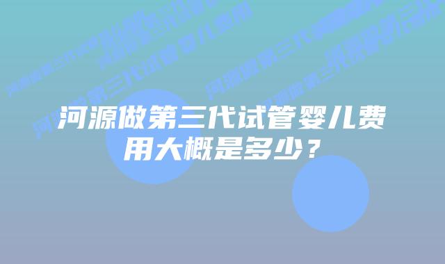 河源做第三代试管婴儿费用大概是多少？