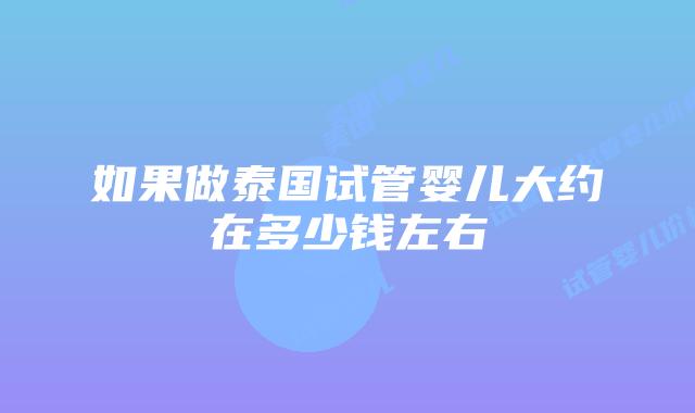 如果做泰国试管婴儿大约在多少钱左右