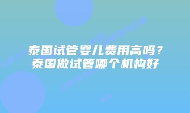 泰国试管婴儿费用高吗？泰国做试管哪个机构好