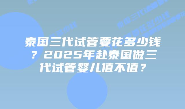 泰国三代试管要花多少钱?2025年赴泰国做三代试管婴儿值不值?插图 泰国三代试管要花多少钱?2025年赴泰国做三代试管婴儿值不值?