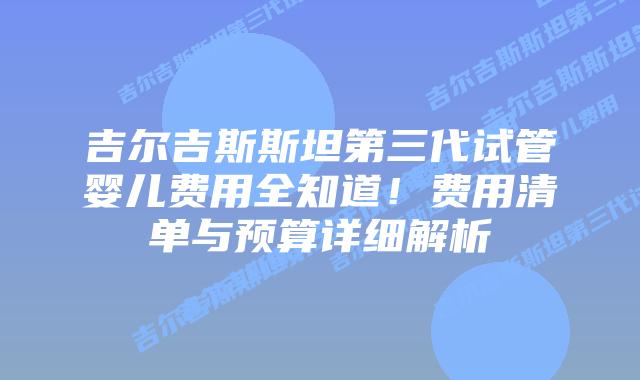 吉尔吉斯斯坦第三代试管婴儿费用全知道!费用清单与预算详细解析插图 吉尔吉斯斯坦第三代试管婴儿费用全知道!费用清单与预算详细解析