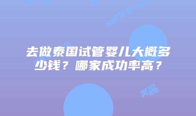 去做泰国试管婴儿大概多少钱？哪家成功率高？