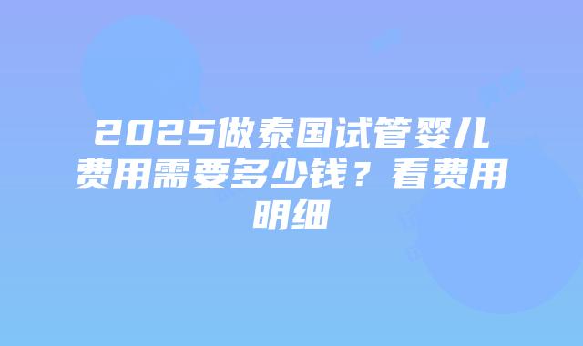 2025做泰国试管婴儿费用需要多少钱?看费用明细插图 2025做泰国试管婴儿费用需要多少钱?看费用明细
