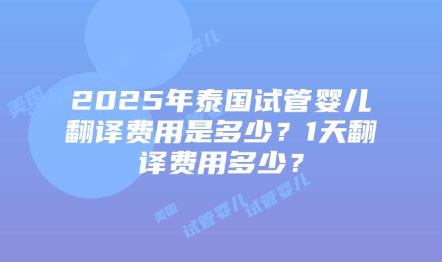 2025年泰国试管婴儿翻译费用是多少？1天翻译费用多少？