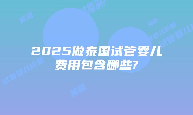 2025做泰国试管婴儿费用包含哪些?