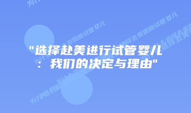 “选择赴美进行试管婴儿：我们的决定与理由”插图