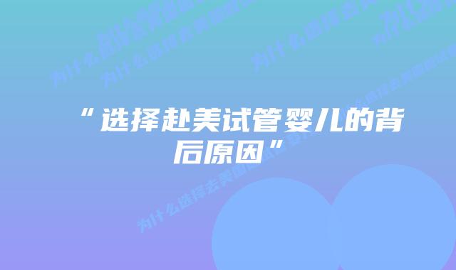 “选择赴美试管婴儿的背后原因”插图 “选择赴美试管婴儿的背后原因”