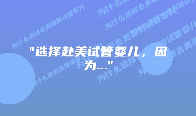 “选择赴美试管婴儿，因为…”插图