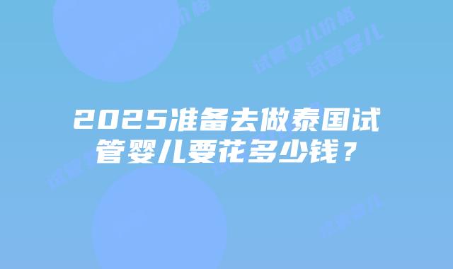 2025准备去做泰国试管婴儿要花多少钱？