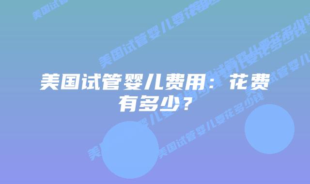 美国试管婴儿费用：花费有多少？