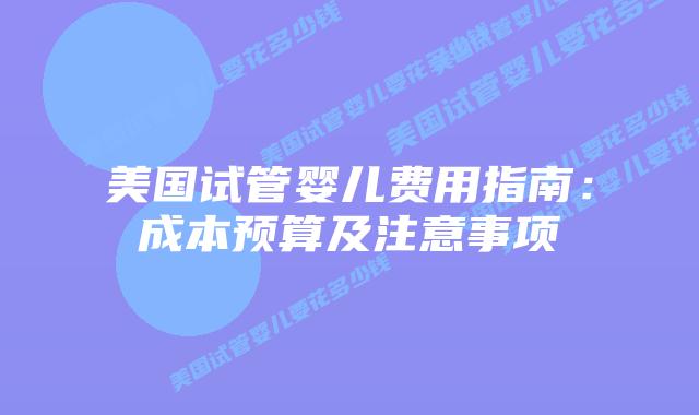 美国试管婴儿费用指南:成本预算及注意事项插图 美国试管婴儿费用指南:成本预算及注意事项