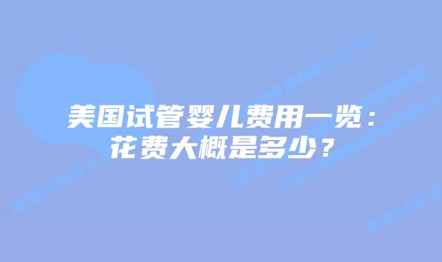 美国试管婴儿费用一览:花费大概是多少?插图 美国试管婴儿费用一览:花费大概是多少?