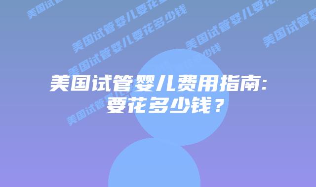 美国试管婴儿费用指南: 要花多少钱?插图 美国试管婴儿费用指南: 要花多少钱?