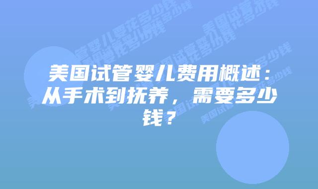 美国试管婴儿费用概述：从手术到抚养，需要多少钱？