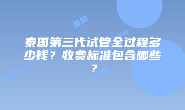 泰国第三代试管全过程多少钱?收费标准包含哪些?插图 泰国第三代试管全过程多少钱?收费标准包含哪些?