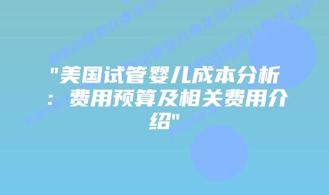 “美国试管婴儿成本分析:费用预算及相关费用介绍”插图 “美国试管婴儿成本分析:费用预算及相关费用介绍”插图